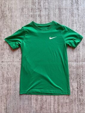 Nike Kids Green Short Sleeve Athletic Tee with White Swoosh